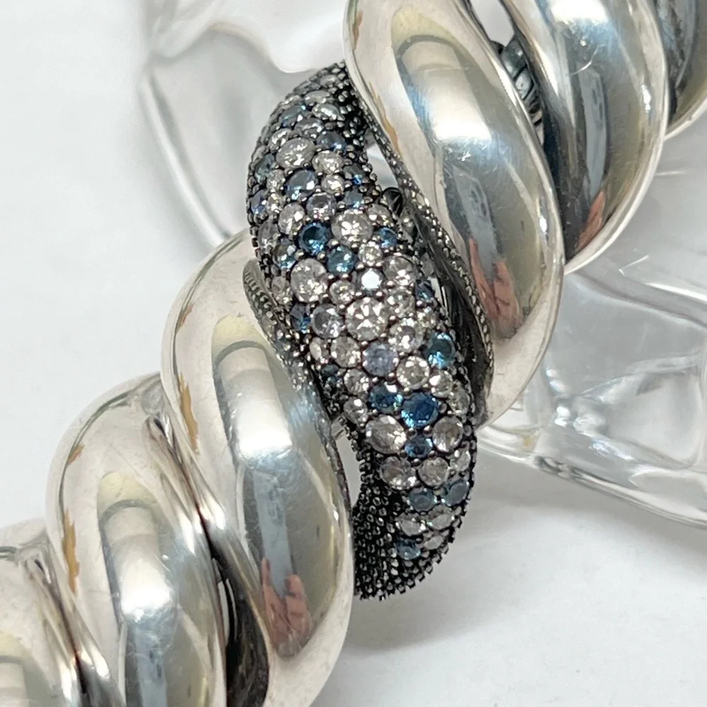 David Yurman Sculpted Hampton Cable Bracelet w/Diamonds, Sapphires & Tanzanites